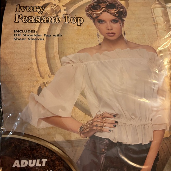 Spirit Halloween Steampunk Tiered Skirt and Peasant Blouse Costume Set, Sz L - Picture 7 of 16